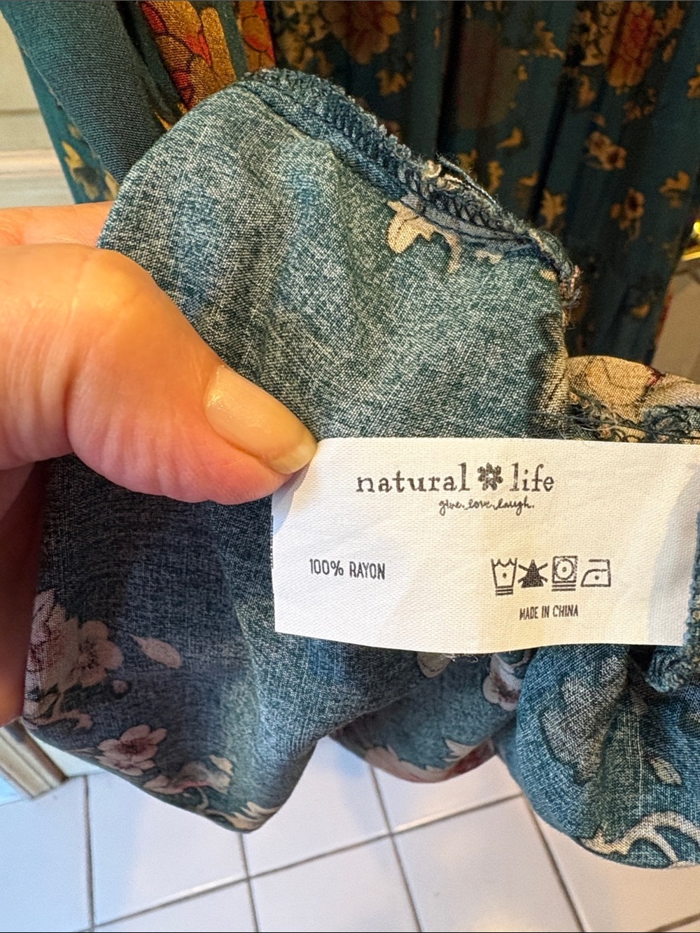 NATURAL LIFE Teal Floral Collared Tiered Maxi Dress Size M - Picture 9 of 10